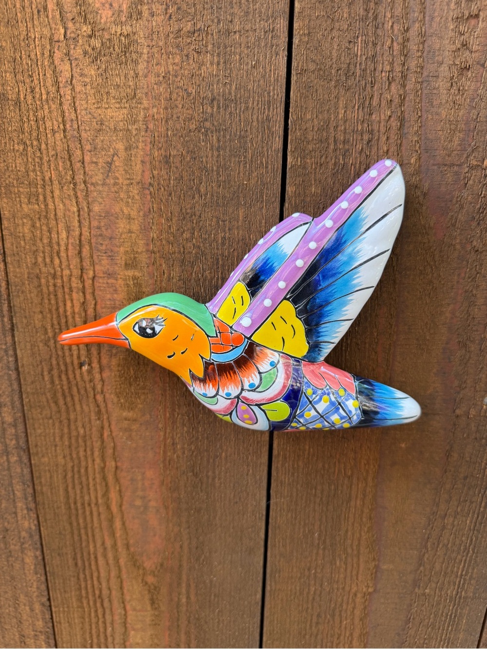 Hand-Painted Talavera Multicolor Hummingbird Wall Decor